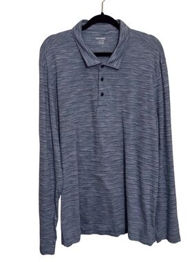 UntuckIt Size XXXL Blue Mollard Polo Shirt Long Sleeve Cotton Preppy Casual